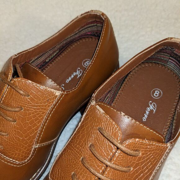 Ferro ALDO (Sam) Men\'s Lace Up Wingtip Oxford Dress Shoes Cognac Leather Sz 9